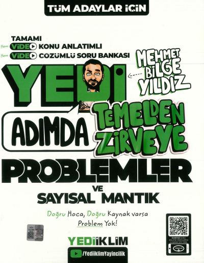 KPSS-ALES-DGS Yedi Adımda Temelden Zirveye Problemler ve Sayısal Mantık Video Konu Anlatımlı Video Çözümlü Soru Bankası Yediiklim Yayınları YKS Fotokopi