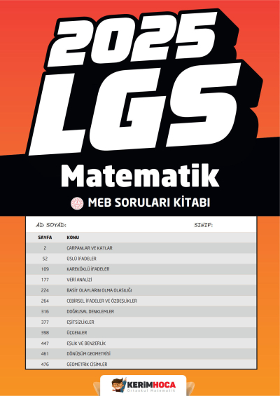 2025 LGS Matematik Meb Soruları Kitabı Kerim Hoca YKS Fotokopi