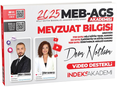 2025 MEB AGS Akademisi Mevzuat Bilgisi Video Ders Notları İndeks Akademi Yayıncılık YKS Fotokopi