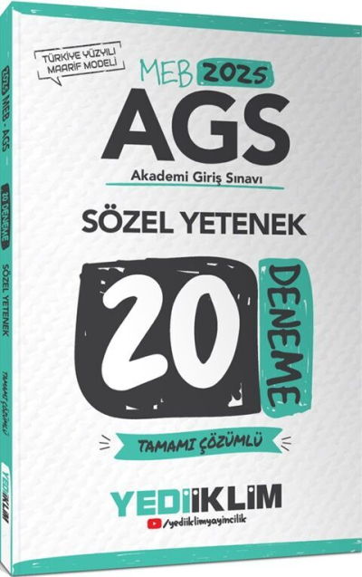 2025 MEB AGS Sözel Yetenek Tamamı Çözümlü 20 Deneme Yediiklim Yayınları YKS Fotokopi