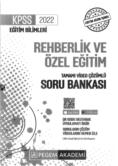 2022 KPSS Eğitim Bilimleri REHBERLİK VE ÖZEL EĞİTİM SORU BANKASI YKS Fotokopi