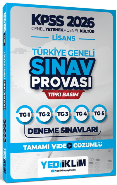 2026 KPSS Lisans GY-GK Türkiye Geneli Sınav Provası Tıpkı Basım Deneme Sınavları Tamamı Video Çözümlü Yediiklim Yayınları (TG1-2-3-4-5) YKS Fotokopi