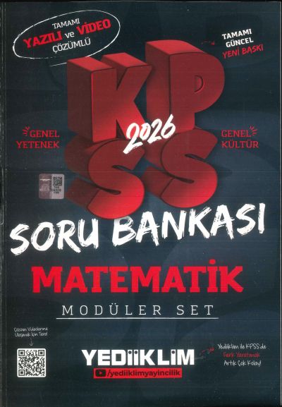 MATEMATİK 2026 KPSS Genel Yetenek Genel Kültür Hem Yazılı Hem Video Çözümlü Soru Bankası Modüler Yediiklim Yayınları YKS Fotokopi