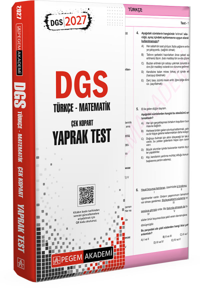 2027 DGS Türkçe Matematik Yaprak Test Pegem Akademi YKS Fotokopi