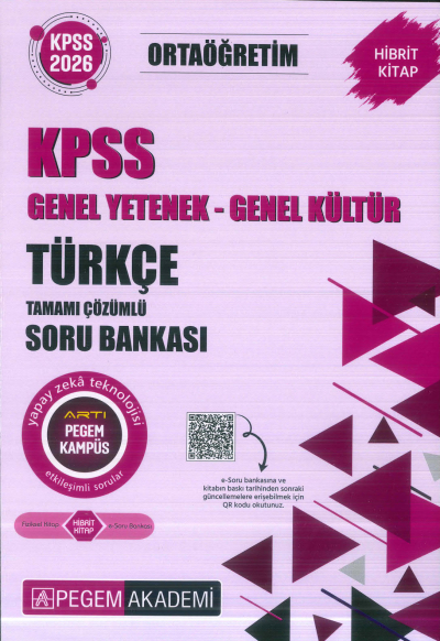 Ortaöğretim KPSS Türkçe Tamamı Çözümlü Soru Bankası Pegem Akademi YKS Fotokopi