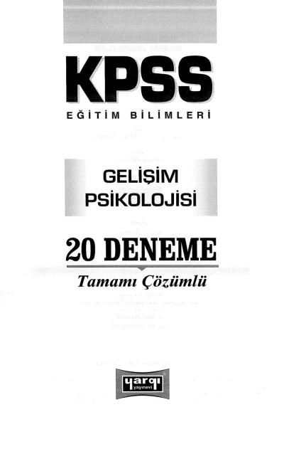 GELİŞİM PSİKOLOJİSİ 20 Lİ DENEME YKS Fotokopi