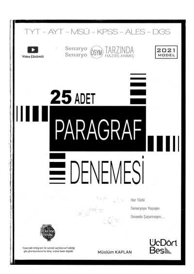 TYT AYT Paragraf 25 Deneme YKS Fotokopi