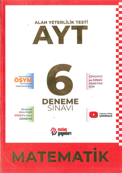 AYT Matematik 6 Deneme Sınavı YKS Fotokopi