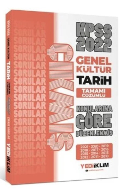 2022 KPSS Genel Kültür Tarih Konularına Göre Tamamı Çözümlü Çıkmış Sorular YKS Fotokopi