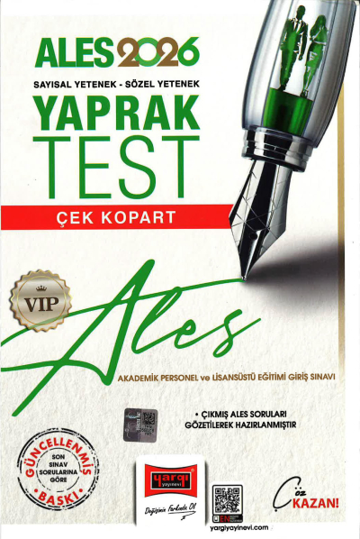2026 ALES VIP Sayısal-Sözel Yetenek Çek Kopart Yaprak Test Yargı Yayınevi YKS Fotokopi