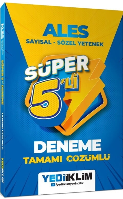 2027 ALES Tamamı Çözümlü Süper 5 li Deneme Yediiklim Yayınları YKS Fotokopi