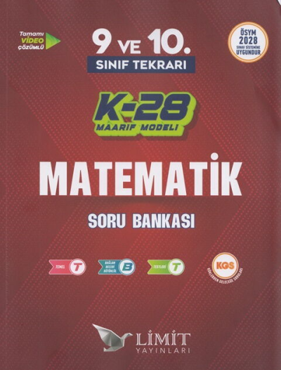 2028 TYT 9. ve 10. Sınıf Tekrarı Matematik K-28 Maarif Model Soru Bankası Limit Yayınları YKS Fotokopi