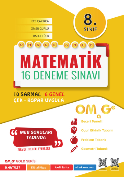 8. Sınıf Omage Gold Matematik 16 Deneme Sınavı Omage Yayınları YKS Fotokopi