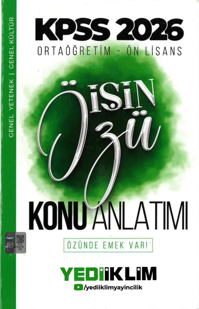 2026 Kpss Ortaöğretim-Önlisans İşin Özü Tek Kitap Tamamı Renkli Konu Anlatımı Yediiklim Yayınları YKS Fotokopi