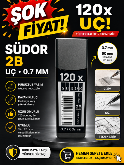 120 Li 0.7 Kalem Ucu 2B Südor YKS Fotokopi
