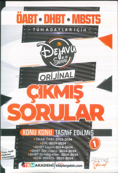 2025 ÖABT DHBT MBSTS Din Kültürü ve Ahlak Bilgisi Dejavu Orijinal Çıkmış Sorular Seti 1. Kitap TKM Akademi YKS Fotokopi