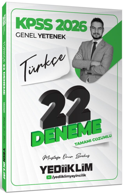 2026 KPSS Genel Yetenek Türkçe Tamamı Çözümlü 22 Deneme Sınavı Yediiklim Yayınları YKS Fotokopi