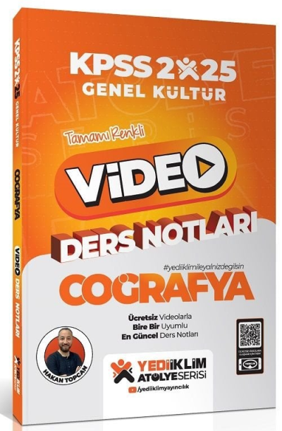 2025 KPSS Atölye Genel Kültür Coğrafya Video Ders Notları Yediiklim Yayınları YKS Fotokopi