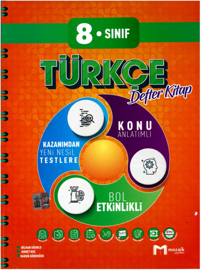 8. Sınıf Türkçe İntro Defter Kitap Mozaik Yayınları YKS Fotokopi