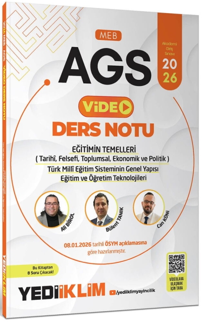 2026 MEB AGS Eğitimin Temelleri ve Temel Kavramlar Türk Milli Eğitim Sisteminin Genel Yapısı Eğitim ve Öğretim Teknolojileri Yediiklim Yayınları YKS Fotokopi