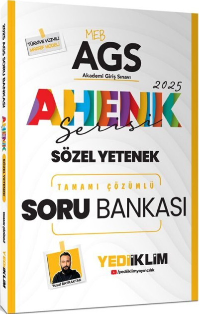 2025 MEB AGS Ahenk Serisi Sözel Yetenek Tamamı Çözümlü Soru Bankası Yediiklim Yayınları YKS Fotokopi