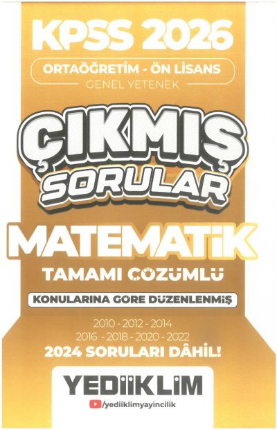 2026 KPSS Ortaöğretim-Önlisans Matematik Konularına Göre Çıkmış Sorular(2024 soruları dahil) Yediiklim Yayınları YKS Fotokopi