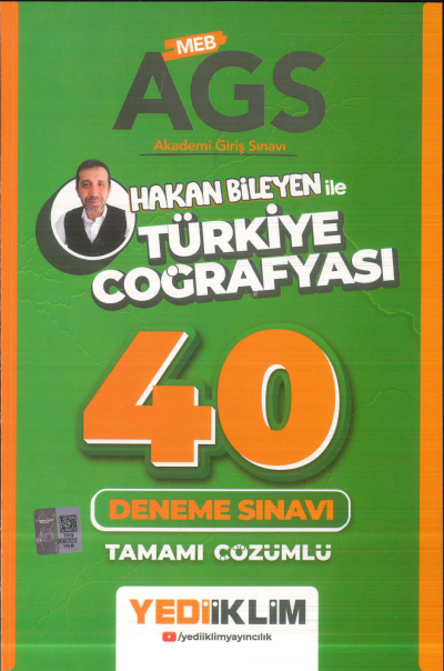 2025 MEB AGS Hakan Bileyen ile Türkiye Coğrafyası Tamamı Çözümlü 40 Deneme Sınavı Yediiklim Yayınları YKS Fotokopi