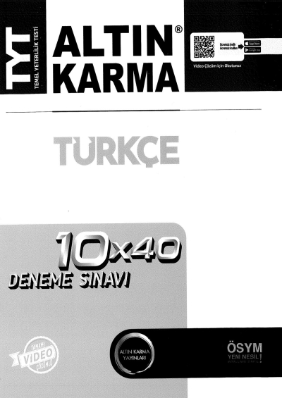 TYT Türkçe Tamamı Video Çözümlü 10x40 Deneme Sınavı YKS Fotokopi