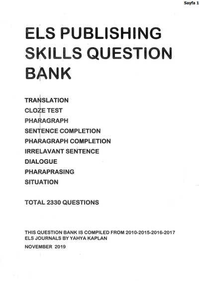 ELS Publishing Skills Question Bank YKS Fotokopi