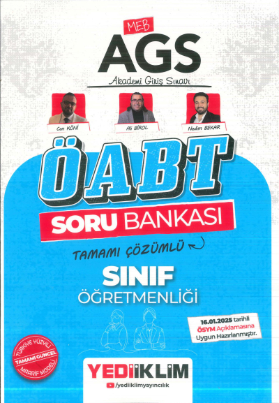 2025 MEB-AGS ÖABT Sınıf Öğretmenliği Soru Bankası Çözümlü Yediiklim Yayınları YKS Fotokopi