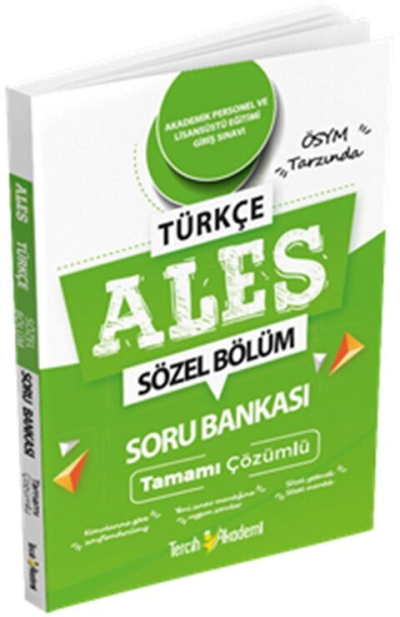 ALES Türkçe Sözel Bölüm Tamamı Çözümlü Soru Bankası Tercih Akademi YKS Fotokopi