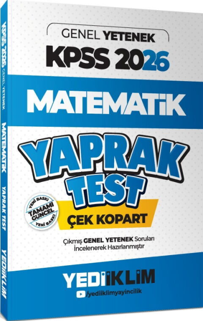 2026 KPSS Genel Yetenek Matematik Çek Kopart Yaprak Test Yediiklim Yayınları YKS Fotokopi