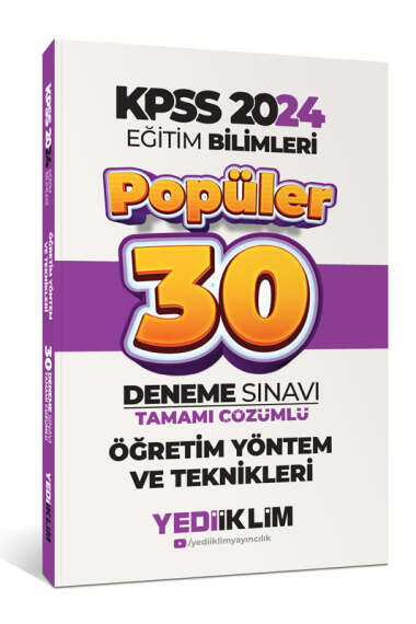 Öğretim Yöntem ve Teknikleri Popüler Tamamı Çözümlü 30 Deneme YKS Fotokopi