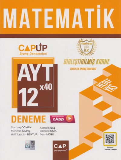AYT Matematik Birleştirilmiş Karne 12x40 UP Deneme Video Çözümlü Çap Yayınları YKS Fotokopi