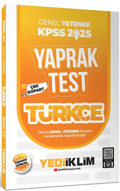 2025 KPSS Türkçe Yaprak Test Yediiklim Yayınları YKS Fotokopi