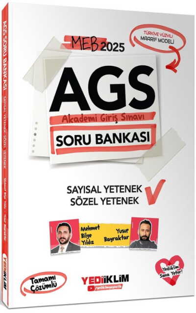2025 MEB AGS Sözel Yetenek Sayısal Yetenek Tamamı Çözümlü Soru Bankası Yediiklim Yayınları YKS Fotokopi