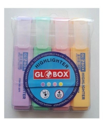 Globox Fosforlu Kalem Pastel Renk 4.lü YKS Fotokopi