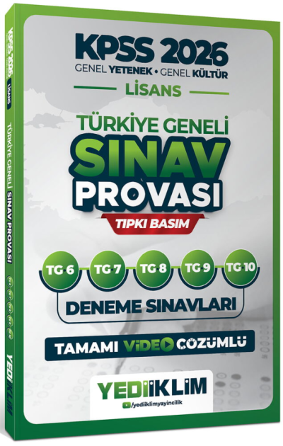 2026 KPSS Genel Yetenek Genel Kültür Lisans Türkiye Geneli Sınav Provası 5 Deneme Çözümlü (6-7-8-9-10) Yediiklim Yayınları YKS Fotokopi