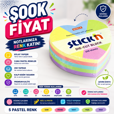 Neon 250 Yaprak Yapışkanlı 51x51 Küp Not Kağıdı YKS Fotokopi