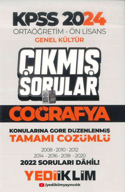 COĞRAFYA KONULARINA GÖRE DÜZENLENMİŞ 2008-2022 ÇIKMIŞ SORULAR TAMAMI ÇÖZÜMLÜ YKS Fotokopi