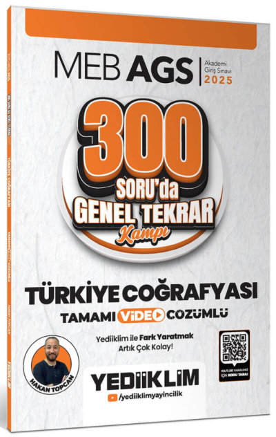 2025 MEB AGS Türkiye Coğrafyası 300 Soruda Tamamı Video Çözümlü Genel Tekrar Kampı Yediiklim Yayınları YKS Fotokopi
