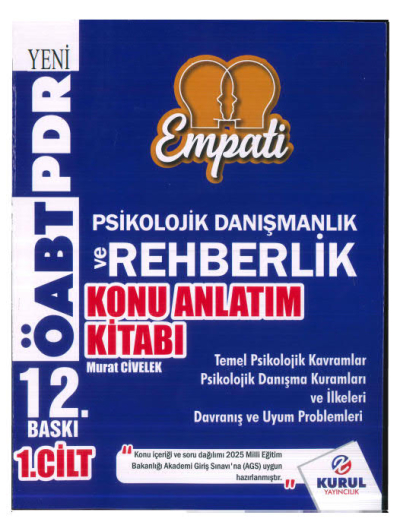 2025 ÖABT Empati Psikolojik Danışmanlık ve Rehberlik Konu Anlatımlı 1. Cilt YKS Fotokopi