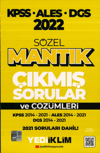 KPSS ALES DGS SÖZEL MANTIK 2014-2021 ÇÖZÜMLÜ ÇIKMIŞ SORULAR YKS Fotokopi