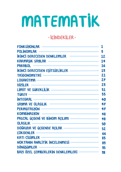 AYT Matematik Vip Notlar Vin Kampüs YKS Fotokopi