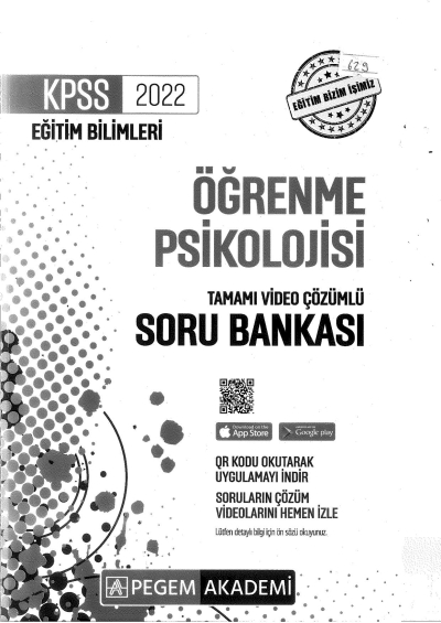 2022 KPSS Eğitim Bilimleri ÖĞRENME PSİKOLOJİSİ SORU BANKASI YKS Fotokopi