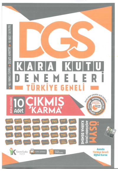 DGS KARA KUTU DENEMELERİ 10 ÇIKMIŞ KARMA DENEME YKS Fotokopi