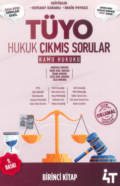 Tüyo Hukuk Çıkmış Sorular (Kamu Hukuku) 2024 KPSS Soruları Dahil YKS Fotokopi