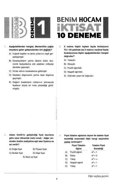 İKTİSAT 10 LU DENEME 2022 YKS Fotokopi