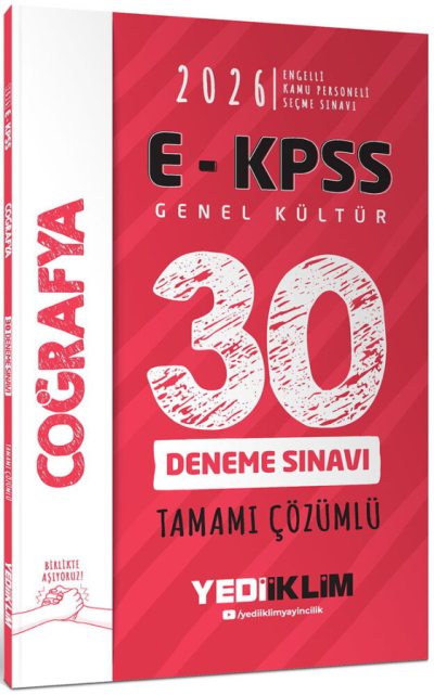 2026 E-KPSS Tüm Adaylar İçin Genel Kültür Coğrafya Tamamı Çözümlü 30 Deneme Sınavı Yediiklim Yayınları YKS Fotokopi