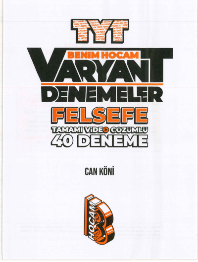 TYT FELSEFE VARYANT 40 DENEME YKS Fotokopi
